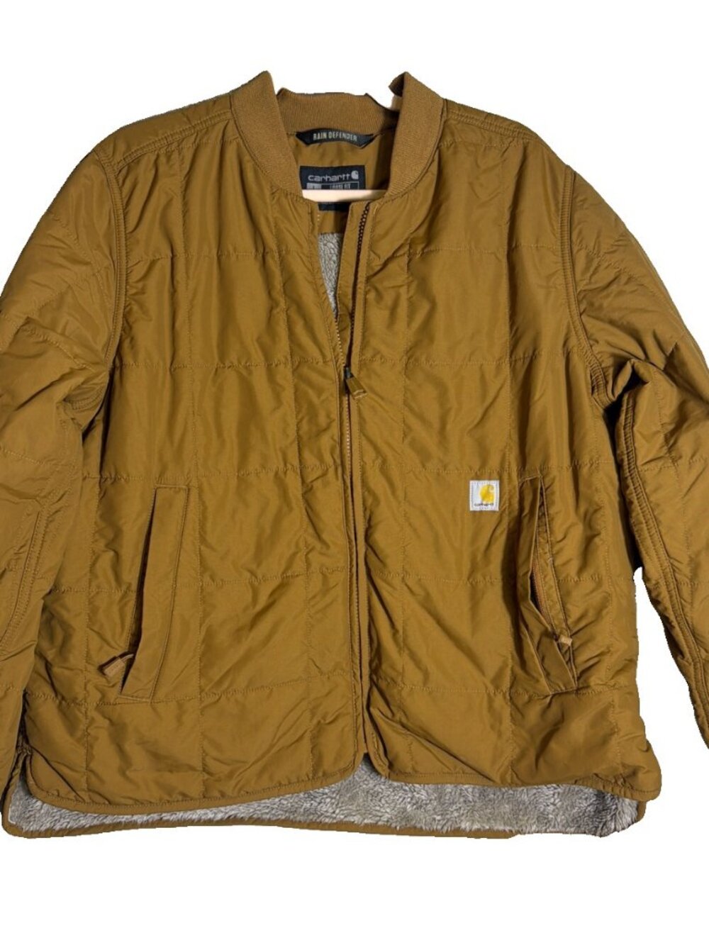 Carhartt Rain Defender Quilted Sherpa Lined Jacket Brown Women's L NWOT